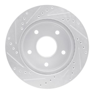 Dodge Ram 1500 Brake Rotor (1) - Front Right - R1 Concepts - Drilled & Slotted - Silver - `00-`02